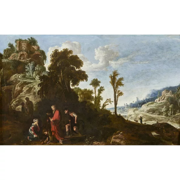 Adam Elsheimer — Suiveur de ADAM ELSHEIMER — Landschaft mit biblischer Staffage.