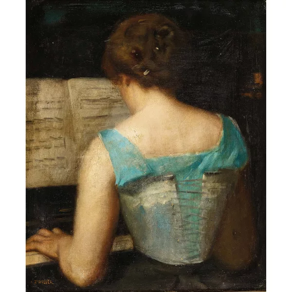 Marie-Augustin Zwiller — Junge Frau beim Klavierspiel.