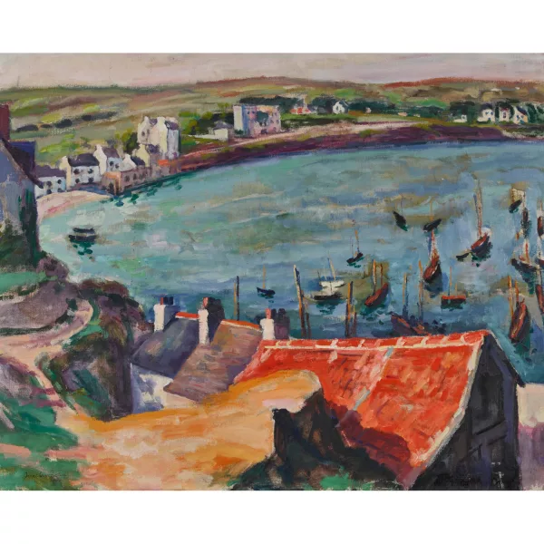Jean Jovenau — Bucht mit Bootshafen und Häusern.