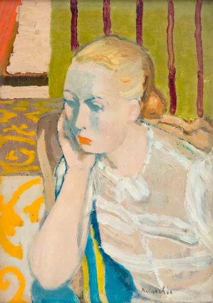 Maurice Brianchon — Portrait de femme pensive,