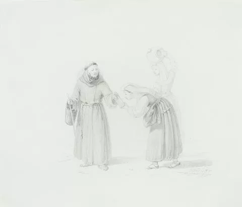 Carl Wilhelm Götzloff — Bettelmönch und zwei Bäuerinnen
