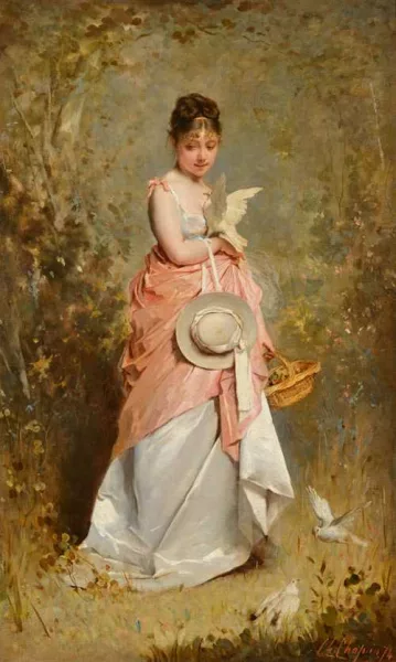 Charles Chaplin — Junge Dame mit Tauben. 1874.