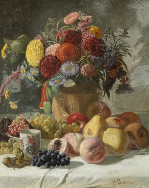 Edouard Richard — Edouard RICHARD (1883-1955), Nature morte aux fleurs et aux fruits