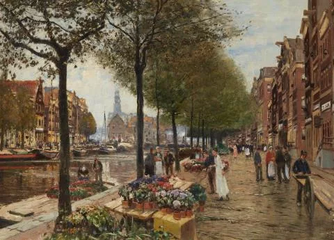 Heinrich Hermanns — Blumenmarkt in Amsterdam