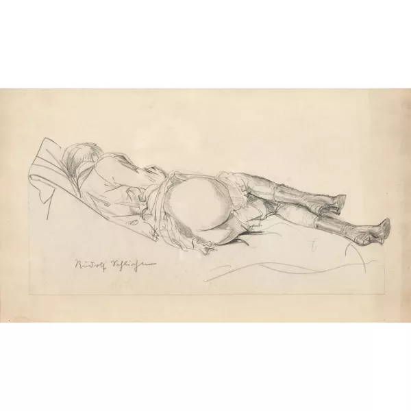 Rudolf Schlichter — Femme allongée légèrement vêtue.