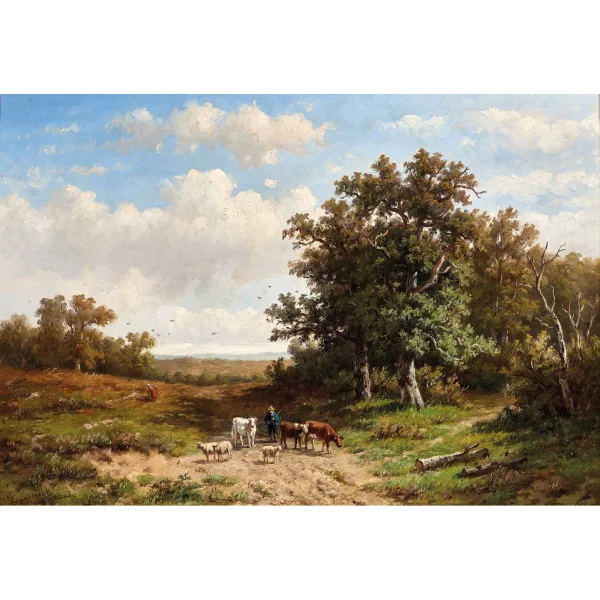 Anthonie Jacobus van Wijngaerdt — Bauer mit Kühen und Schafen.