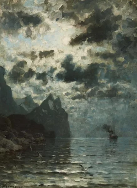 Adelsteen Normann — Fjord landscape by moonlight