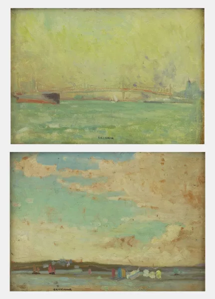 Elisha Kent Kane Wetherill — Plage à marée basse et vue d'un pont