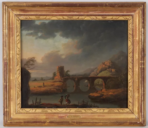 Claude Joseph Vernet — Paysage animé au pont