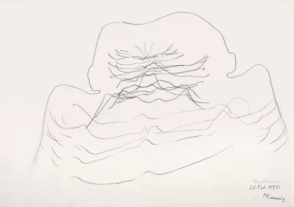 Maria Lassnig — Gesichtsnerven, 1990