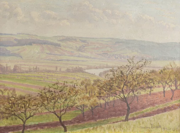 Charles Lacoste — Paysage de campagne avec verger