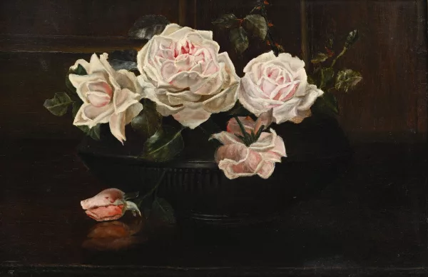 Henriette De Longchamp — Coupe de roses sur une table