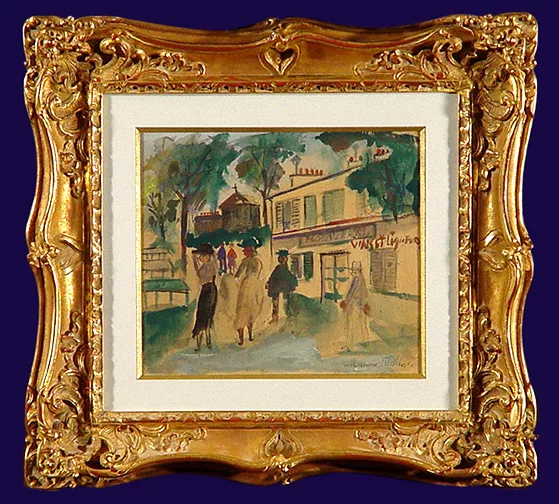 Maurice Utrillo — Rue animée à Montmartre, um 1920
