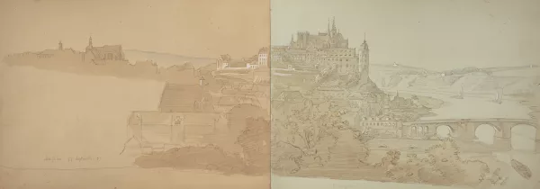 Carl Robert Kummer — Meissen - Blick über die Elbbrücke auf die Burg mit der Domkirche