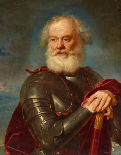 Nicolo Cassana — Ein bärtiger Admiral, sich auf seinen Kommandostab stützend