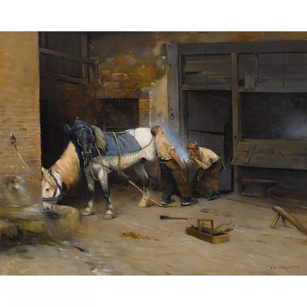 Ernest Jean Delahaye — Beim Hufschmied.