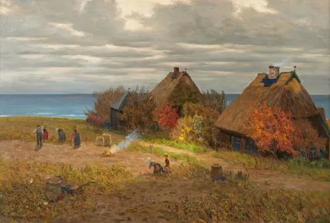 Paul Müller-Kaempff — Grenzweg in Ahrenshoop mit Bäuerinnen bei der Kartoffelernte