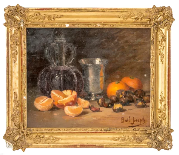Joseph Bail — Nature morte aux oranges et châtaignes,