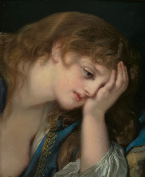 Jean-Baptiste Greuze — Suiveur de Jean-Baptiste Greuze — Portrait d'une jeune femme la tête appuyée