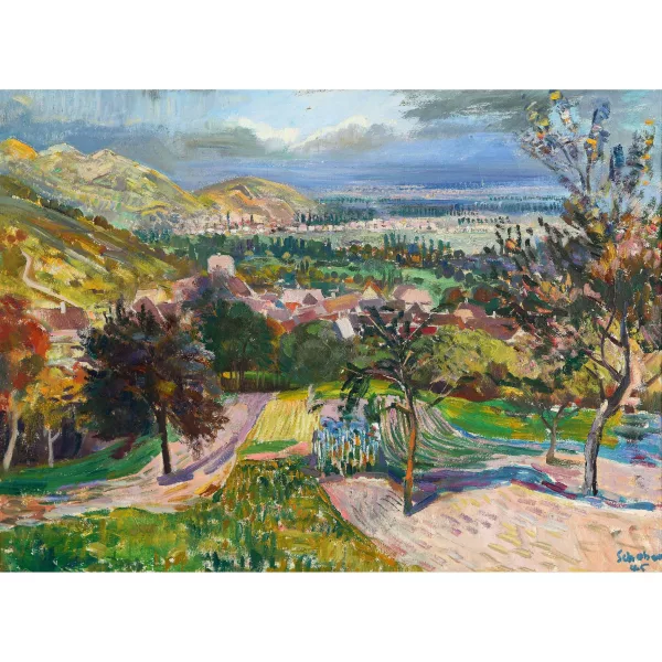 Peter Jakob Schober — Hügelige Landschaftspartie.