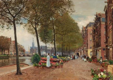 Heinrich Hermanns — Blumenmarkt in Amsterdam