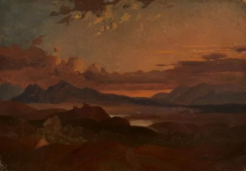 Carl Anton Joseph Rottmann — Paesaggio alpino nella luce della sera