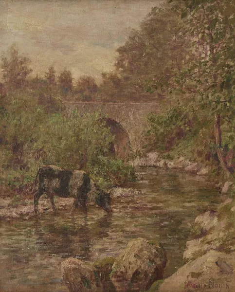 Marcelle Noyon — Vache buvant à la rivière