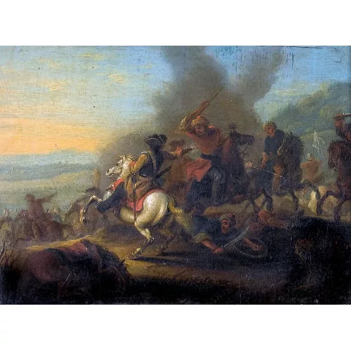 Georg Philipp Rugendas — Scuola di GEORG PHILIPP I RUGENDAS — Battaglia di cavalleria