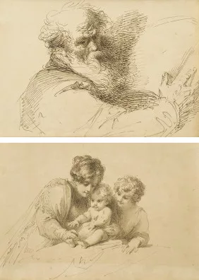 Giuseppe Bernardino Bison — Porträt eines Evangelisten und Familienszene