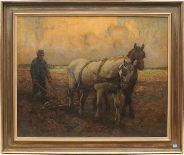 Berthold Genzmer — Pflügender Bauer mit Zweigespann