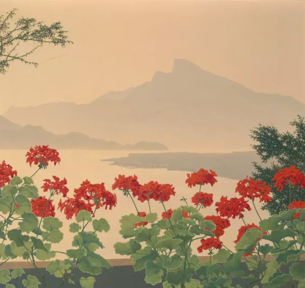 Felix Heuberger — Blick auf den Mondsee von einem Balkon mit Geranien aus