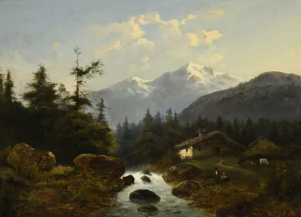 Alexandre Auguste Rose — Rivière de montagne animée