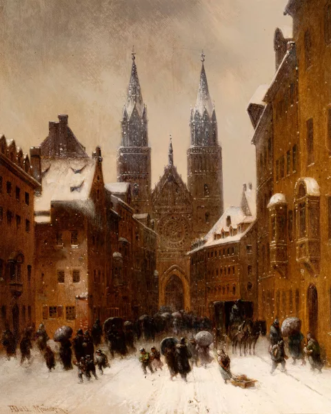 Anton Doll — Vue hivernale de St. Lorenz à Nuremberg