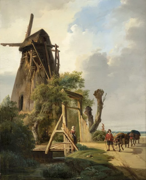 Joseph Quinaux — Couple de paysans au moulin