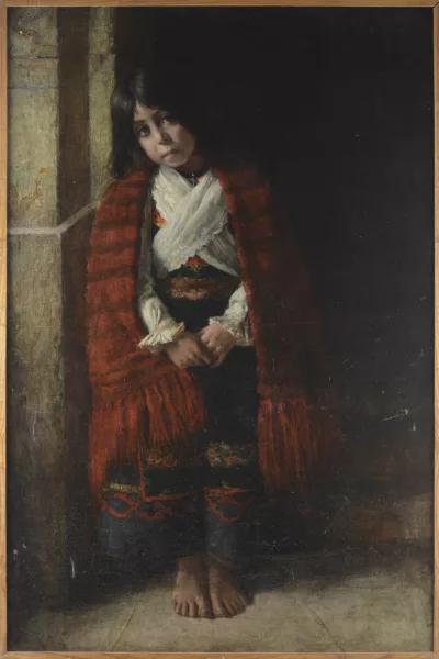 Charles Albert Walhain — Charles Albert WALHAIN (1877-1936), Portrait d'une enfant à la couverture rouge
