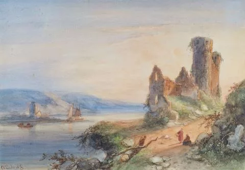 Charles Leickert — Rheinlandschaft mit Burgruine
