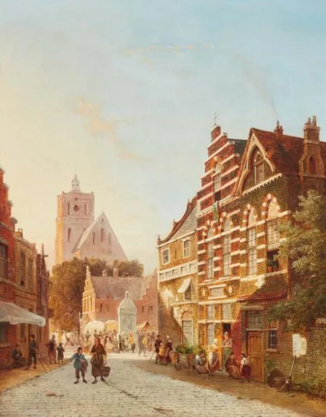 Pieter Cornelis Dommersen — Straße im alten Utrecht