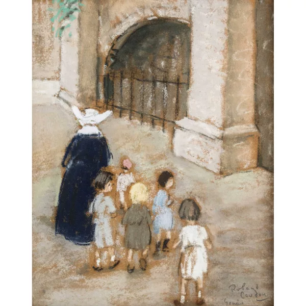 Roland Coudon — Kinder mit einer Nonne.