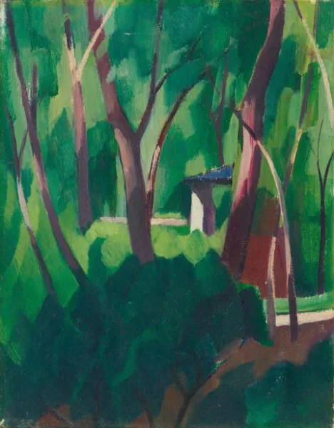 Adolf Erbslöh — Parklandschaft mit Bäumen und Häuschen