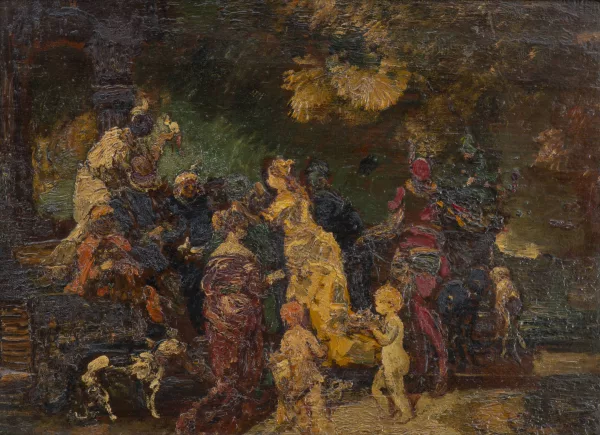 Adolphe Monticelli — Adolphe MONTICELLI (1824-1886), 'Personnages aux abords d'un palais', huile