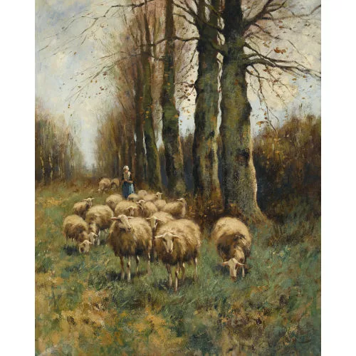 Cor Bouter — Pastorella con gregge di pecore