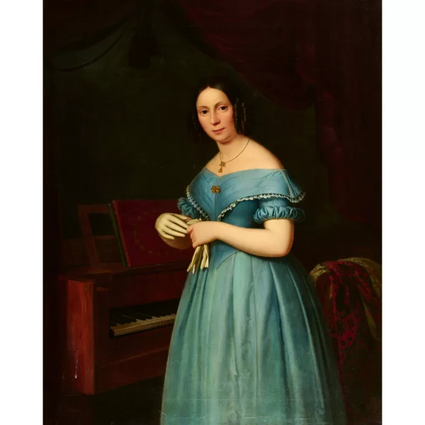 Wilhelm Hensel — Portrait de la musicienne Fanny Cäcilie Mendelssohn Bartholdy (1805-1847) avec un piano.