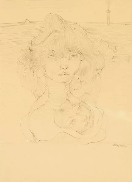 Hans Bellmer — Ohne Titel (Doppelportrait einer jungen Frau)