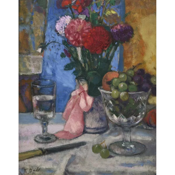 François Gall — Nature morte aux fruits et fleurs.