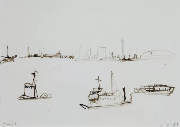 Zoran Mušič — Navire aux Zattere, 1982