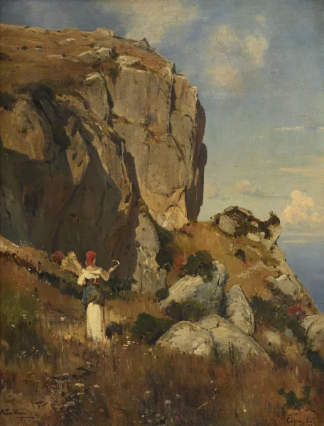 Ascan Lutteroth — Paysanne dans un paysage côtier