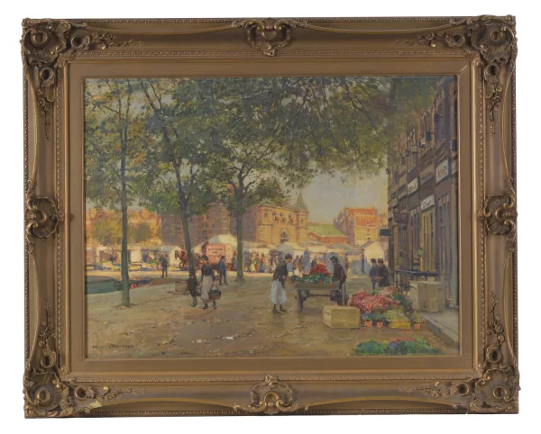 Heinrich Hermanns — Scène de marché dans une ville allemande