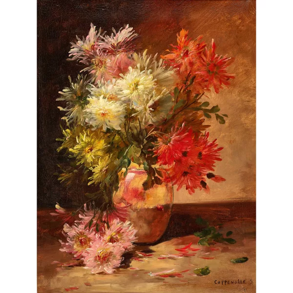 Edmond Van Coppenolle — Nature morte au bouquet de fleurs.