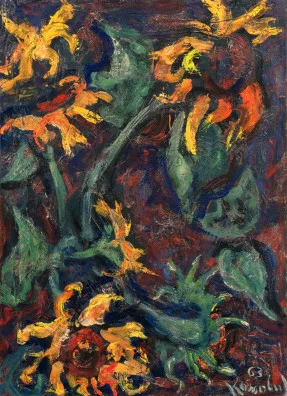 Milan Konjović — Stillleben mit Blumen, 1963