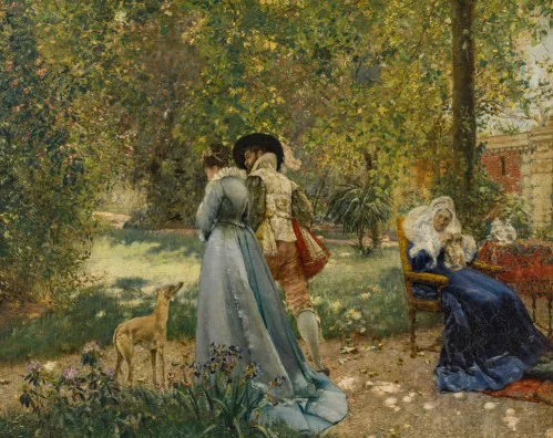 Jean-François Raffaëlli — Scène de parc avec lévrier